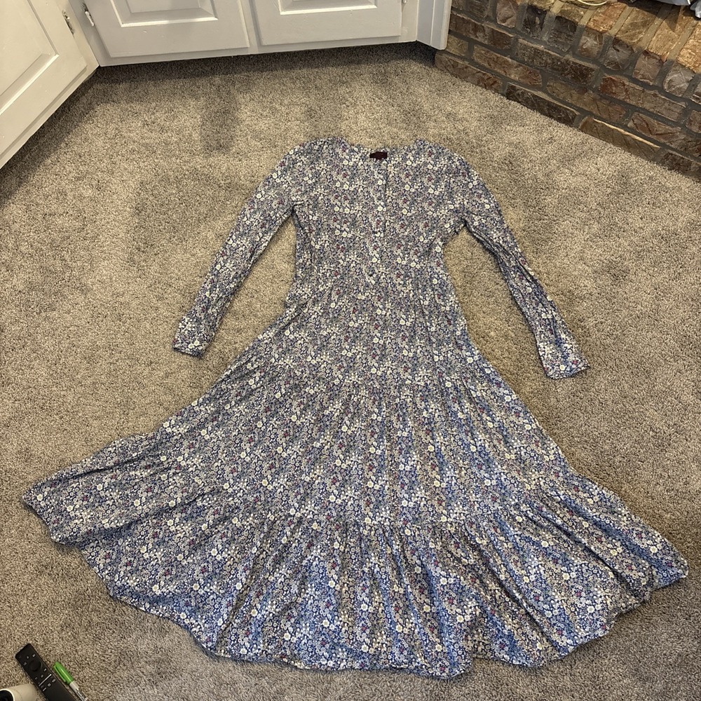 J.Crew Tall Long Tiered Midi in Ivory Liberty June's Meadow Floral Dress 12T